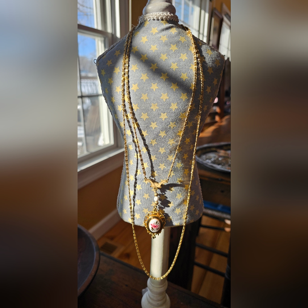 Vintage Rare Art Arthur Pepper Victorian Style Locket Layered Chain 30” Necklace